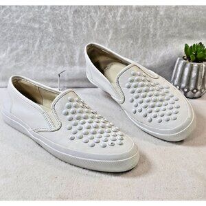 Coach Womens White Chrissy Rivets Napa Leather Upper Sneakers Slip On Size 8B